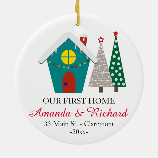 Our first home Christmas ornament - snowy house (Back)