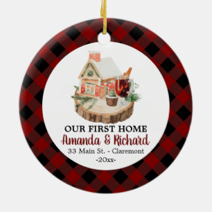Our first Home Christmas rustic flannel Ceramic Tree Decoration
