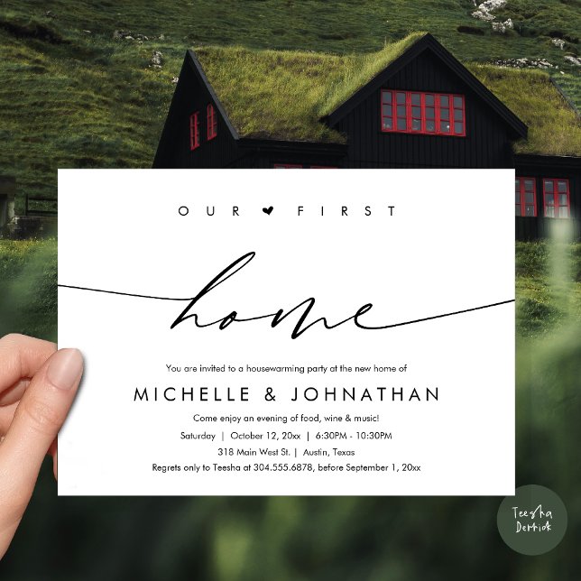 Our first home, Housewarming party celebration Invitation (Our first home, Housewarming party celebration Invitation Card, PDF, in black and white)