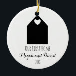 Our first home ornament | minimalist and modern<br><div class="desc">Our first home christmas ornament featuring a romantic minimalist house. Personalizable with your names and year.</div>