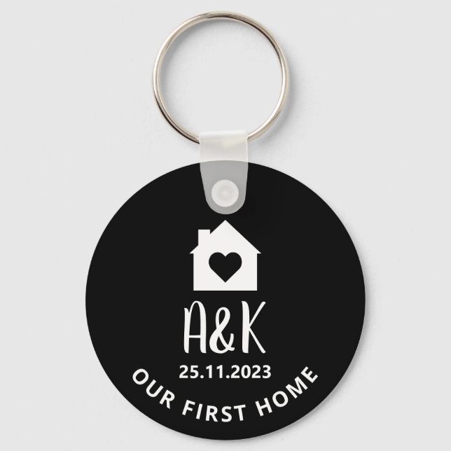 Our First Home Personalised Couples Key Ring (Front)