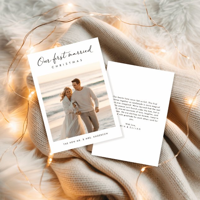 Our First Married Christmas Coastal Photo Holiday Card (Creator Uploaded)
