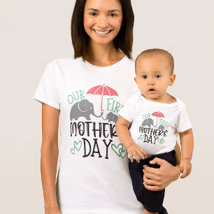 Our First Mother’s Day Elephant & Umbrella  Baby T-Shirt