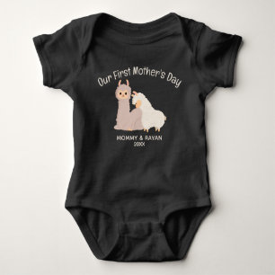 Our First Mother's Day, Baby Llamas custom name  Baby Bodysuit