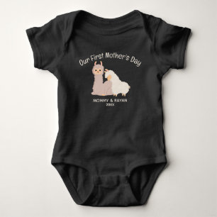 Our First Mother's Day, Baby Llamas custom name  Bodysuit