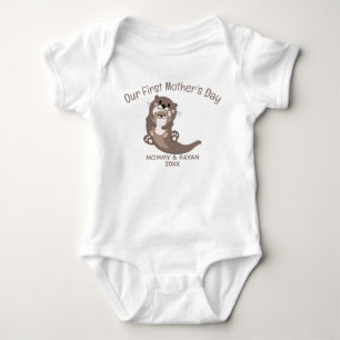 Our First Mother's Day, Baby Otter custom name Bodysuit