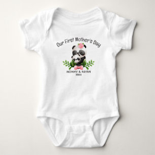 Our First Mother's Day, Baby panda custom name  Bodysuit
