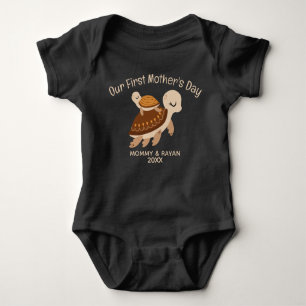 Our First Mother's Day, Baby Turtle custom name Baby Bodysuit