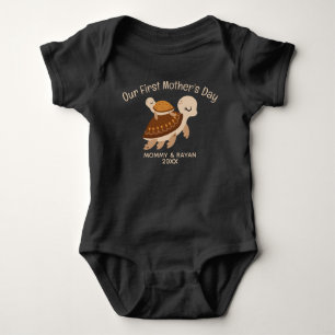 Our First Mother's Day, Baby Turtle custom name Bodysuit