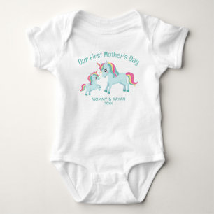 Our First Mother's Day, Baby Unicorn custom name Bodysuit