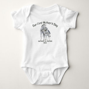 Our First Mother's Day, Baby Zebra custom name  Bodysuit