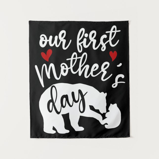 Our first Mothers Day Hearts Mama Bear Gift, 2/2 Tapestry (Front)