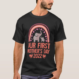 Our First Mother's Day Mum Mama Cute Rainbow Eleph T-Shirt