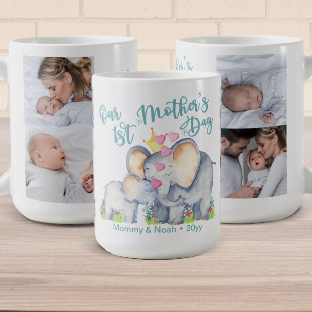 Our First Mothers Day Mummy & Baby Elephant Photo Coffee Mug (Creator Uploaded)