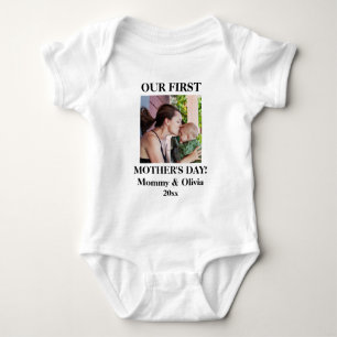 Our First Mother's Day, Personalised Photo & Name Baby Bodysuit