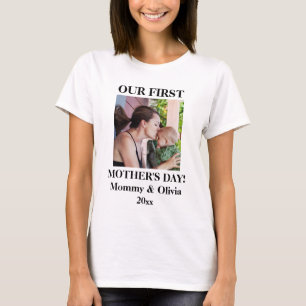 Our First Mother's Day, Personalised Photo & Name T-Shirt