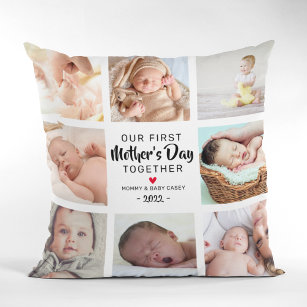 Our First Mother's Day Photo Collage Cushion