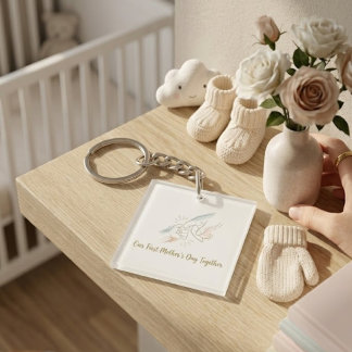 Our First Mother's Day Together Keychain - Minimal