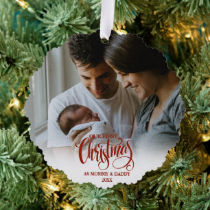 Our First Mummy and Daddy First Time Parents Tree Decoration Card