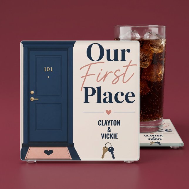  Our First Place New Home Personalised Glass Coaster (Creator Uploaded)