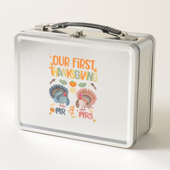Our First Thanksgiving Mr And Mrs Couple Married 2 Metal Lunch Box (Front)