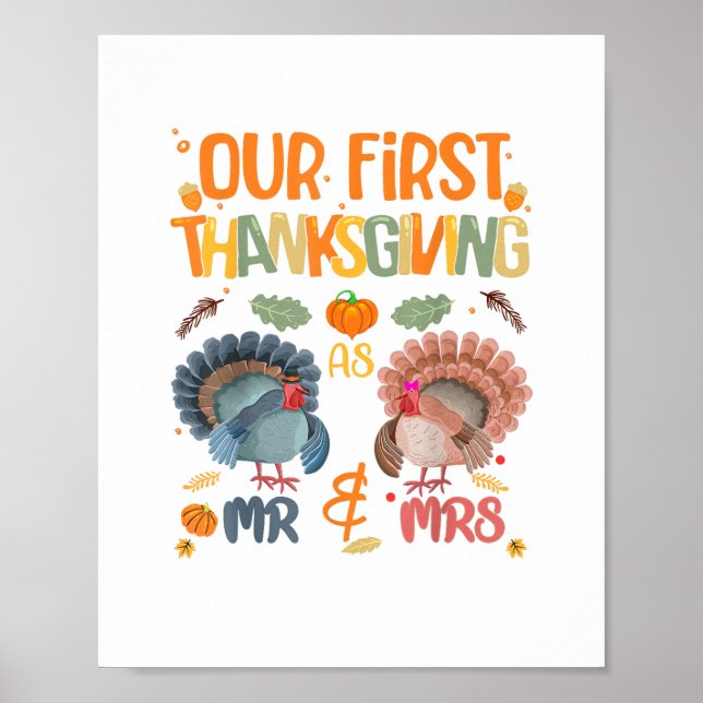 Our First Thanksgiving Mr And Mrs Couple Married 2 Poster (Front)