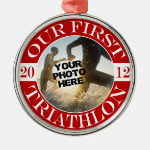 Our First Triathlon Metal Tree Decoration