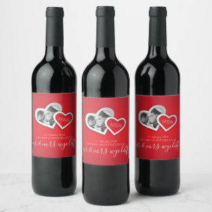 Our First Valentine’s Day as Mr & Mrs Heart Photo Wine Label