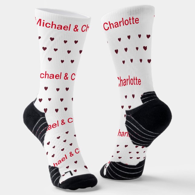 Our First Valentine's Day as Mr and Mrs Name Socks (Angled)