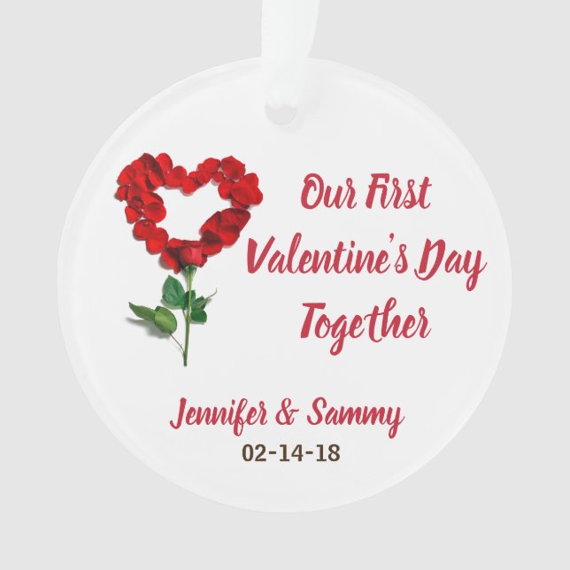 Our First Valentine's Day Personalised Ornament (Front)
