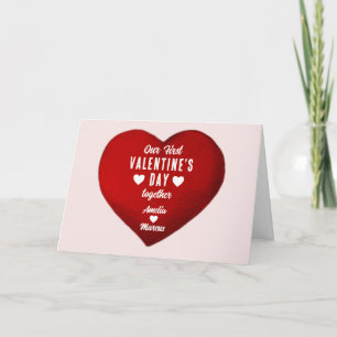 Our First Valentine's Day Together Heart Couple Holiday Card