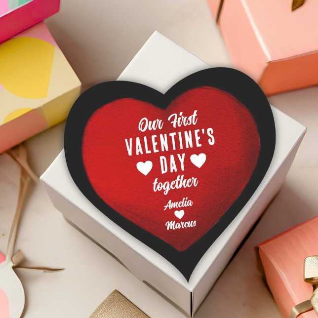 Our First Valentine's Day Together Red Heart  Heart Sticker (Creator Uploaded)