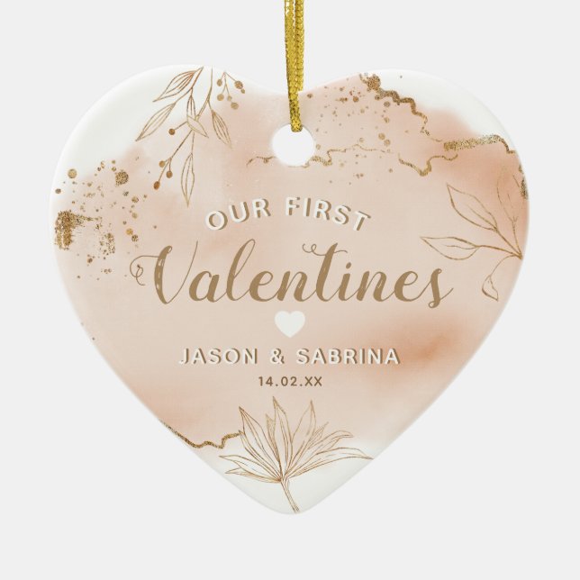 Our first Valentines Gift | Personalised Photo Ceramic Tree Decoration (Front)