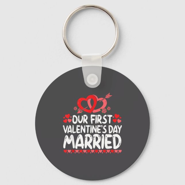 Our First Valentines Married Husband Wife  Key Ring (Front)