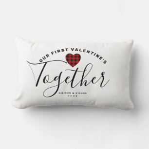 Our First Valentines Together Heart Personalised Lumbar Cushion