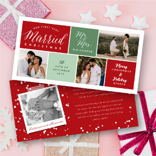 Our First Very Married Christmas 3 Photo Wedding Holiday Card
