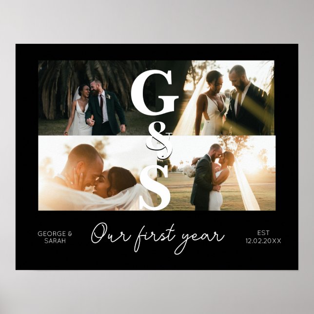our first Year Together Wedding Anniversary 5Photo Poster (Front)