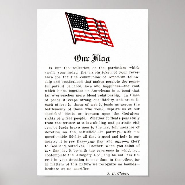 Our Flag USA Americana Patriotism Words Sayings Poster (Front)