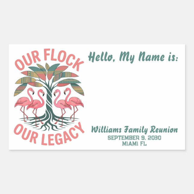 Our Flock Our Legacy Custom Family Reunion Rectangular Sticker (Front)