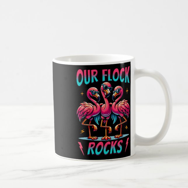 Our Flock Rocks Cute Flamingo Matching Family Vaca Coffee Mug (Right)