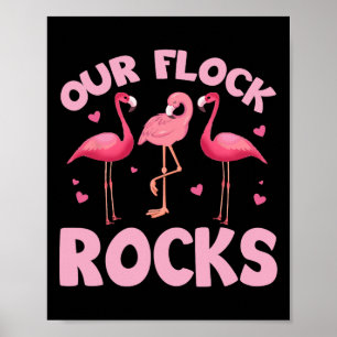 Our Flock Rocks Family Flamingo Matching Summer Va Poster