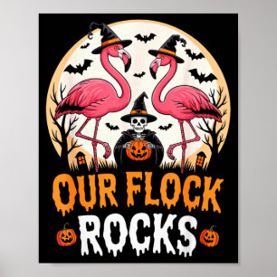 Our Flock Rocks Flamingo Halloween Costume Matchin Poster