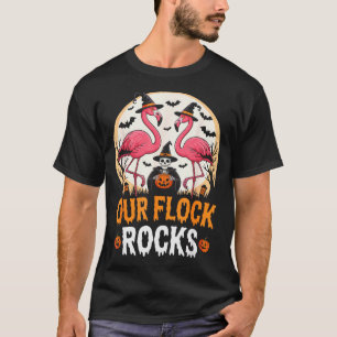 Our Flock Rocks Flamingo Halloween Costume Matchin T-Shirt