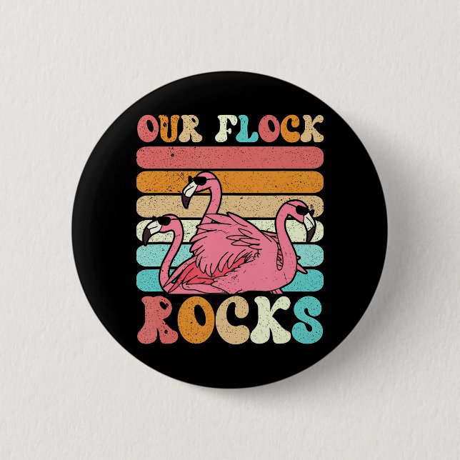 Our Flock Rocks Flamingo Matching Family Vacation 6 Cm Round Badge (Front)