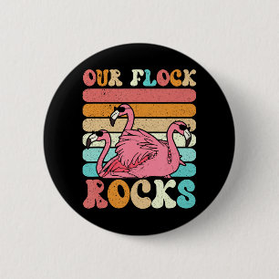 Our Flock Rocks Flamingo Matching Family Vacation 6 Cm Round Badge