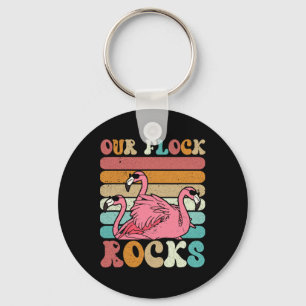 Our Flock Rocks Flamingo Matching Family Vacation Key Ring