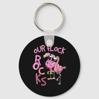 Our Flock Rocks Flamingo Matching Family Vacation  Key Ring