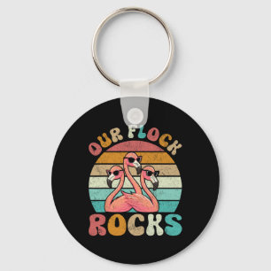 Our Flock Rocks Flamingo Matching Family Vacation Key Ring