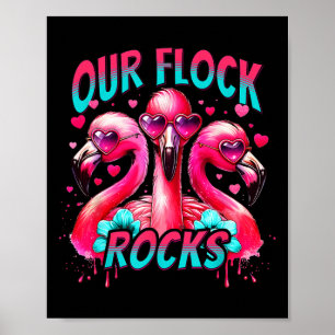 Our Flock Rocks Flamingo Matching Family Vacation Poster