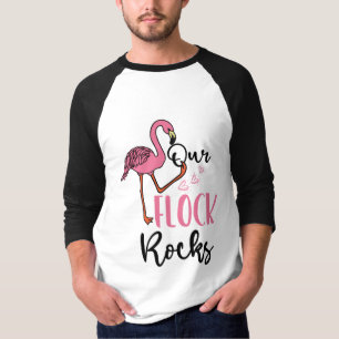 Our Flock Rocks Flamingo Pink Mother Grandpa T-Shirt